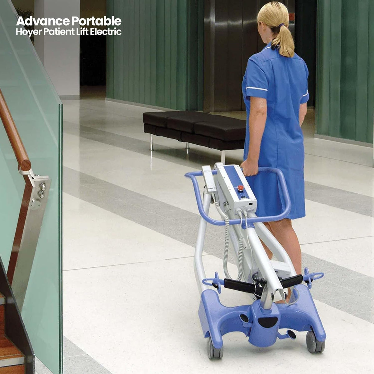 Joerns Hoyer Advance Electric Portable Patient Lift - Foldable Lightweight 70 lbs, 340 lb Capacity, Battery Powered for Home Care, Nursing & Professional Use- E340