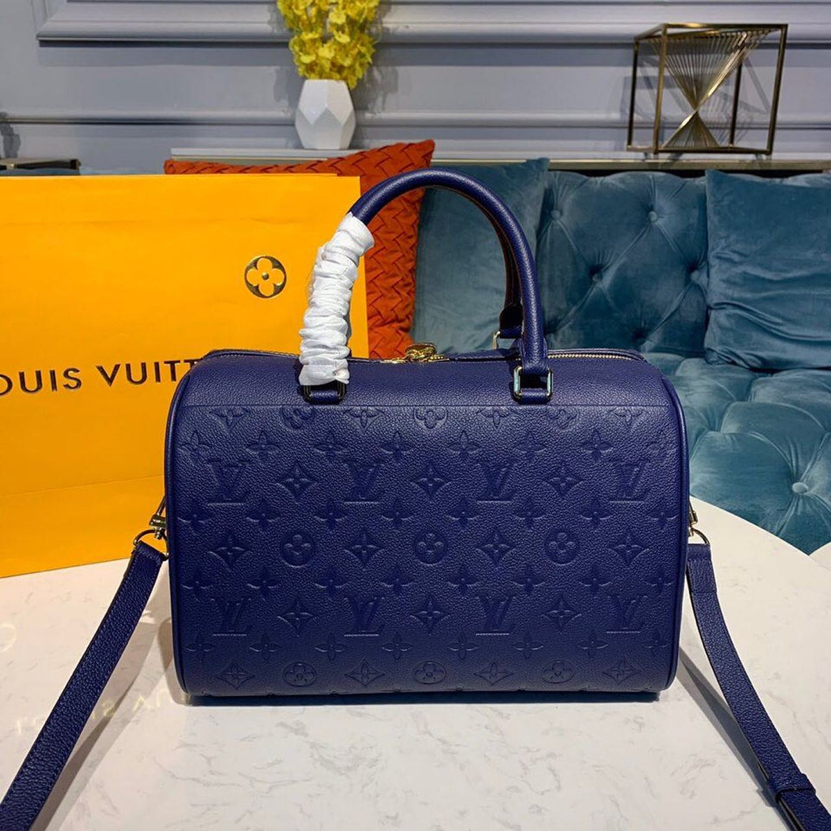 Louis Vuitton Speedy Bandouliere Bag 30cm Monogram Empreinte Leather Spring/Summer Collection M42406, Blue – product image 4
