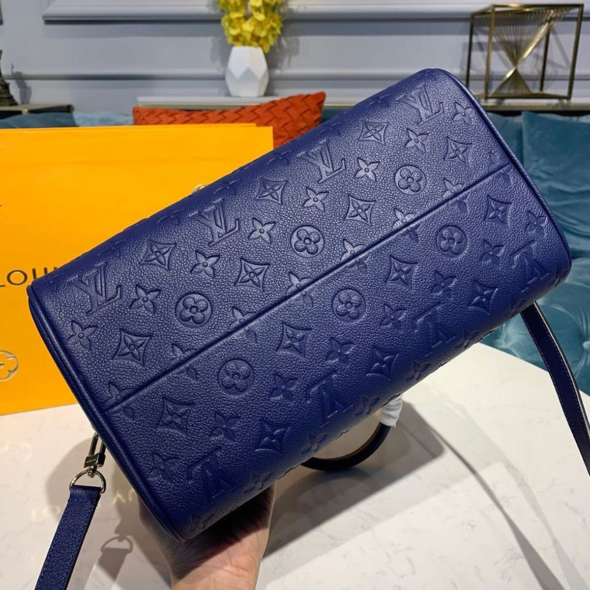 Louis Vuitton Speedy Bandouliere Bag 30cm Monogram Empreinte Leather Spring/Summer Collection M42406, Blue – product image 9