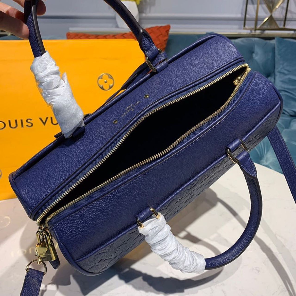 Louis Vuitton Speedy Bandouliere Bag 30cm Monogram Empreinte Leather Spring/Summer Collection M42406, Blue – product image 8