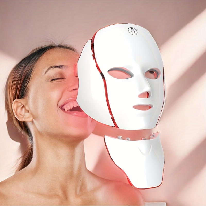 7-colour LED facial and neck mask, USB rechargeable