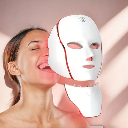 7-colour LED facial and neck mask, USB rechargeable