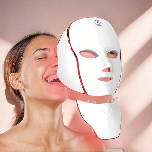 7-colour LED facial and neck mask, USB rechargeable