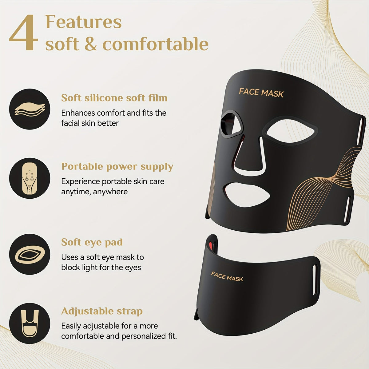 7-colour LED red light face and neck mask, product image 2