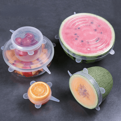 6-Piece Silicone Stretch Lids – Reusable Food Storage Covers
