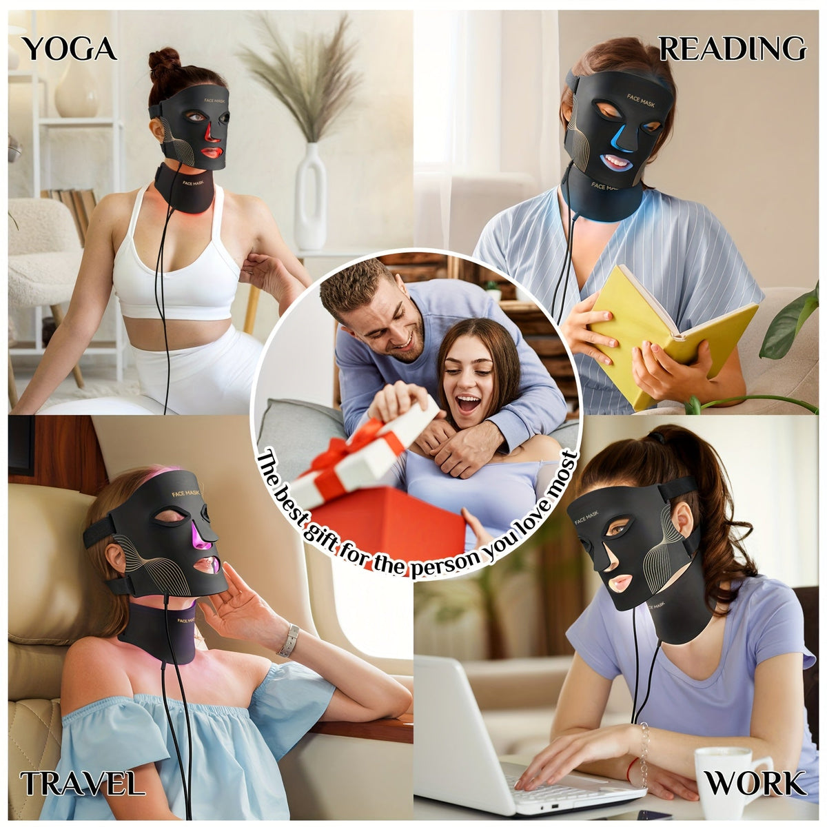 7-Color LED Red Light Face & Neck Mask – Home Skincare Device