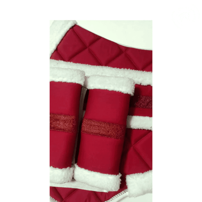 Red Christmas Equestrian Saddle Pad Set