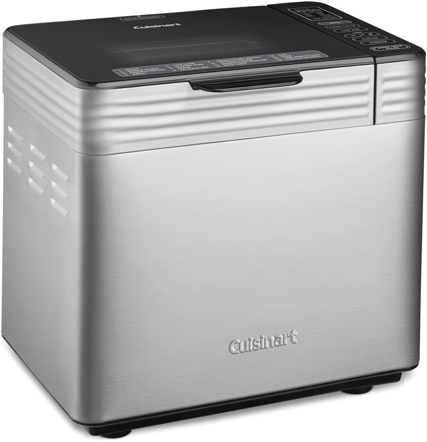 Cuisinart Bread Maker Machine, Stainless Steel Convection Bread Machine with 16 Menu Options, 3 Loaf Sizes Up to 2 Lb., 3 Crust Colors, Includes Measuring Cup, Spoon & Kneading Hook, CBK-210
