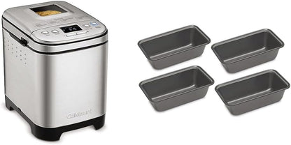Cuisinart Bread Maker Machine, Stainless Steel Convection Bread Machine with 16 Menu Options, 3 Loaf Sizes Up to 2 Lb., 3 Crust Colors, Includes Measuring Cup, Spoon & Kneading Hook, CBK-210