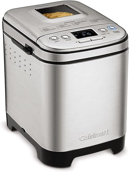 Cuisinart Bread Maker Machine, Stainless Steel Convection Bread Machine with 16 Menu Options, 3 Loaf Sizes Up to 2 Lb., 3 Crust Colors, Includes Measuring Cup, Spoon & Kneading Hook, CBK-210