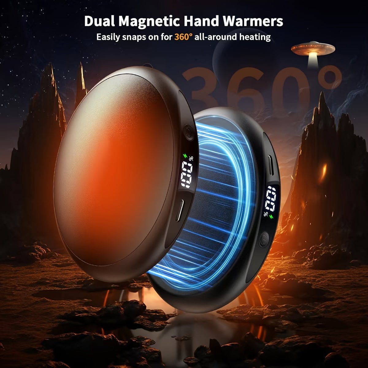 2-in-1 magnetic rechargeable hand warmers, product image 2