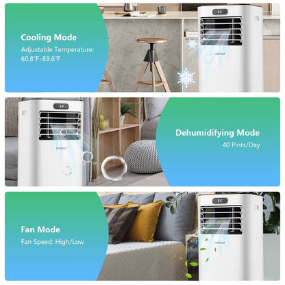 Costway 5000 BTU Portable Air Conditioner, 3-in-1 Air Cooler with Remote, White