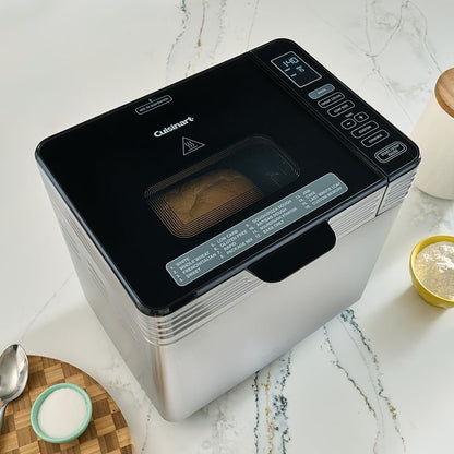 Cuisinart Bread Maker Machine, Stainless Steel Convection Bread Machine with 16 Menu Options, 3 Loaf Sizes Up to 2 Lb., 3 Crust Colors, Includes Measuring Cup, Spoon & Kneading Hook, CBK-210