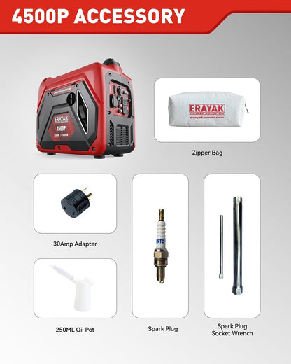 ERAYAK 4500W Dual Fuel Portable Inverter Generator Gas Propane RV Ready CO Sensor