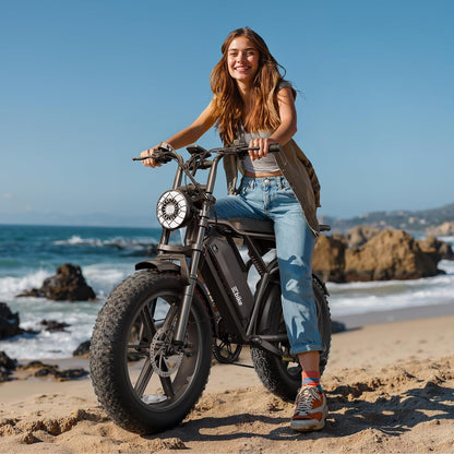 TST Electric Bike for Adults, 1500W Peak Motor 60 Miles Fat Tire Ebike with 48V 15Ah Removable Battery 20" Fat Tire Electric Bike, Full Suspension and 7-Speed