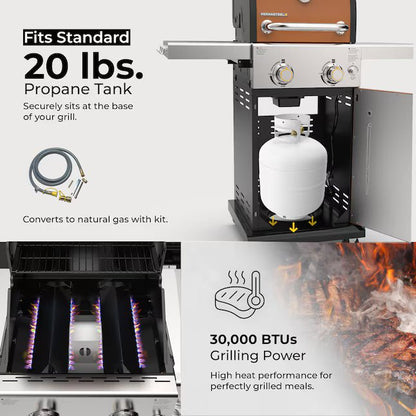 Copper 2 -Burner Liquid Propane Gas Grill