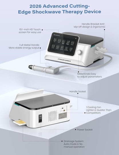 2026 Upgraded Shockwave Therapy Machine, Non-Invasive Extracorporeal ESWT Shockwave Therapy with 8 Heads for Pain Relief, Muscle, Joint &amp; Tissue Regeneration, 10 bar &amp; 10 Modes for Home &amp; Institution