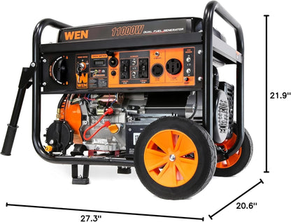 WEN 11000W Dual Fuel Portable Generator 120V/240V Electric Start Wheel Kit DF1100T