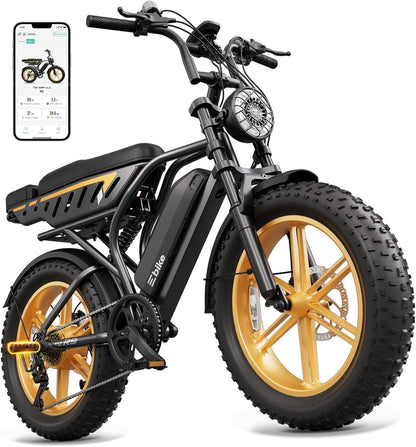 TST Electric Bike for Adults, 1500W Peak Motor 60 Miles Fat Tire Ebike with 48V 15Ah Removable Battery 20" Fat Tire Electric Bike, Full Suspension and 7-Speed