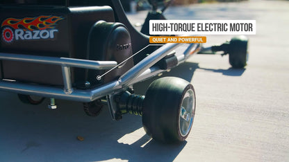 Razor Ground Force One - Electric Go-Kart for Ages 8+, Up to 12 MPH, Up to 40 Minutes of Continuous Use, Variable Speed Throttle, 24V Rechargeable Battery