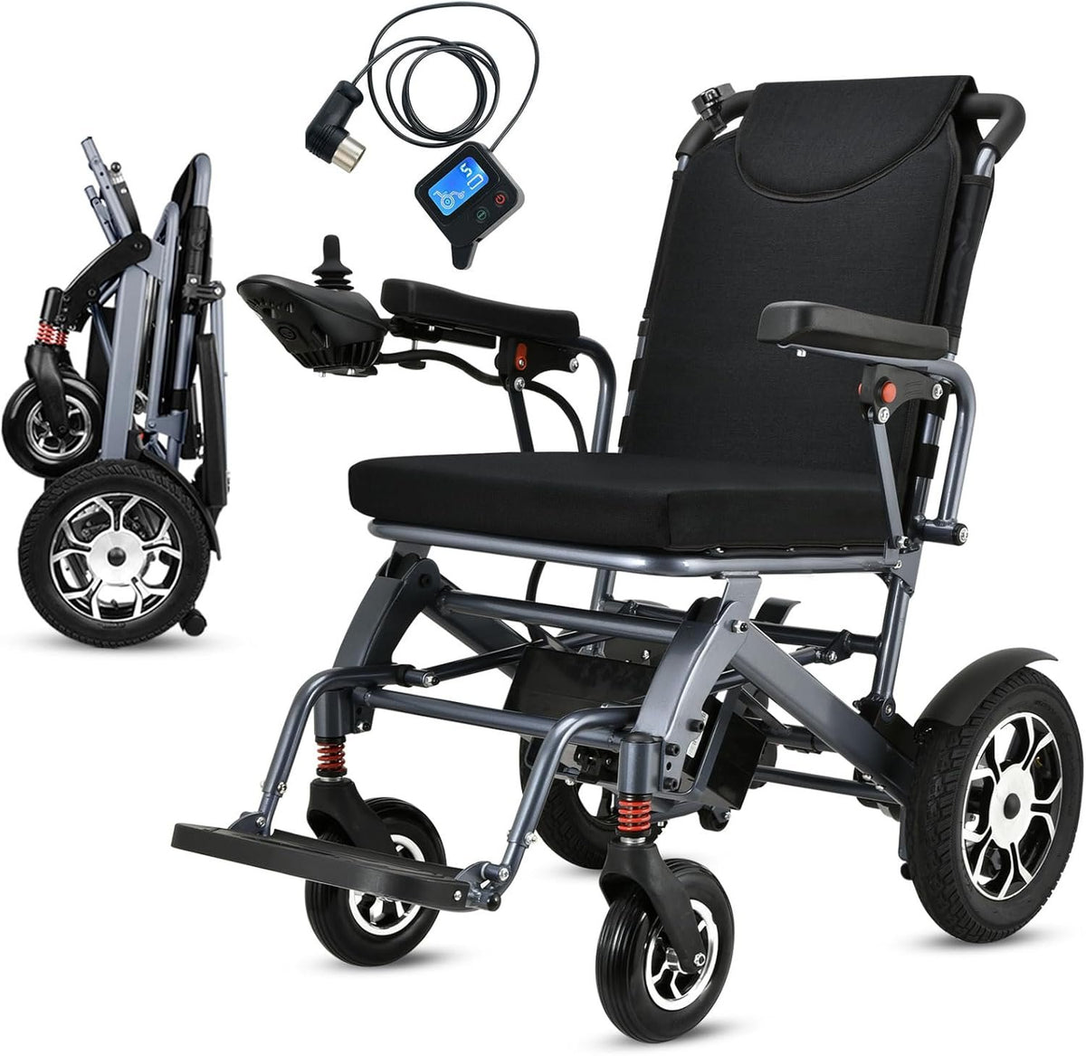 2025 Reclining Electric Wheelchair – 30+ Mile Range, Foldable All-Terrain Power Chair with Dual Batteries, Headrest &amp; Telescopic Handle