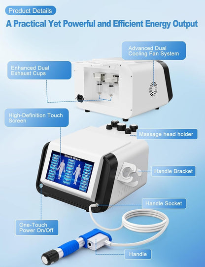 Shockwave Therapy Machine Extracorporeal Shock Wave Therapy Machine Pain Relief for Muscles and Joints, Painless, Non-Invasive No Side Effects, Ideal for Rehab &amp; Gym Home Use