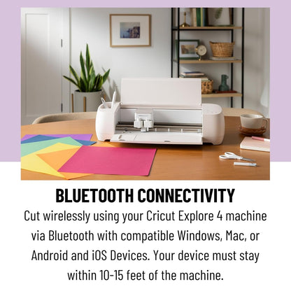 Cricut Explore 4 Machine with Vinyl and Iron-On Bundle - Beginner Friendly Craft Cutting Machine with Essential Materials, HTV and Adhesive Vinyl Variety Pack- DIY Decor Projects, Apparel and Decals