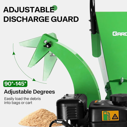 S3 Gas-Powered Wood Chipper Shredder, 7HP, 3" Max Diameter, Heavy Duty