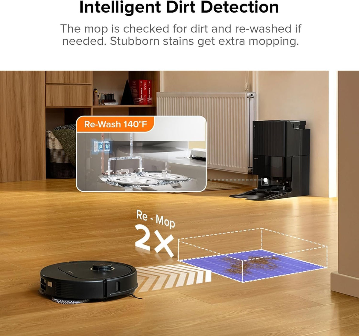 roborock Qrevo S5V Robot Vacuum and Mop, FlexiArm Edge Mopping, 12,000Pa Suction, Dual Zero-Tangle System, Smart Obstacle Avoidance, 10mm Mop Lifting, Auto Mop Washing&amp;Drying, Self-Emptying&amp;Refilling