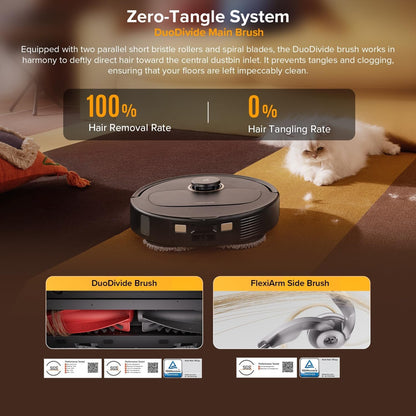 roborock Qrevo S5V Robot Vacuum and Mop, FlexiArm Edge Mopping, 12,000Pa Suction, Dual Zero-Tangle System, Smart Obstacle Avoidance, 10mm Mop Lifting, Auto Mop Washing&amp;Drying, Self-Emptying&amp;Refilling