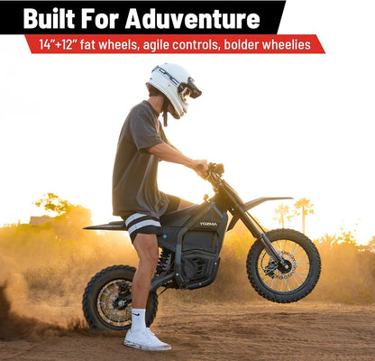 Yozma IN10 Electric Dirt Bike, 2600W 40MPH Electric-Motorcycle with 48V/23AH Battery Ebike, Full Hydraulic Brakes and Suspensions Mountain Off-Road E Dirt Bike, for Teens &amp; Adults