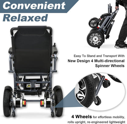 2025 Reclining Electric Wheelchair – 30+ Mile Range, Foldable All-Terrain Power Chair with Dual Batteries, Headrest &amp; Telescopic Handle