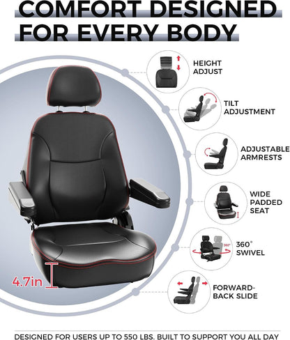 Ecomobi All-Terrain Heavy Duty Mobility Scooter for Seniors &amp; Adults, 1000W Powerful Motor, 550 lbs Weight Capacity, 32 Mile Extended Range, 9 MPH, 13” Pneumatic Tires, Full Suspension, FDA Cleared
