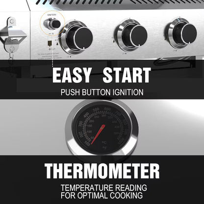 FLAME Silver 3 -Burner Liquid Propane Gas Grill