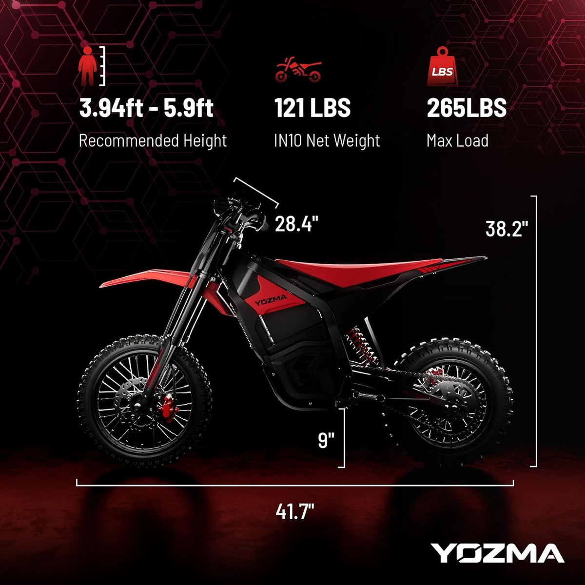 Yozma IN10 Off-Road Electric Mini Dirt Bike for Teens & Adults, 2600W Electric-Motorcycle with 1123.2AH Removable Battery Ebike, Dual Hydraulic Brakes and Suspensions Mountain E Dirt Bike