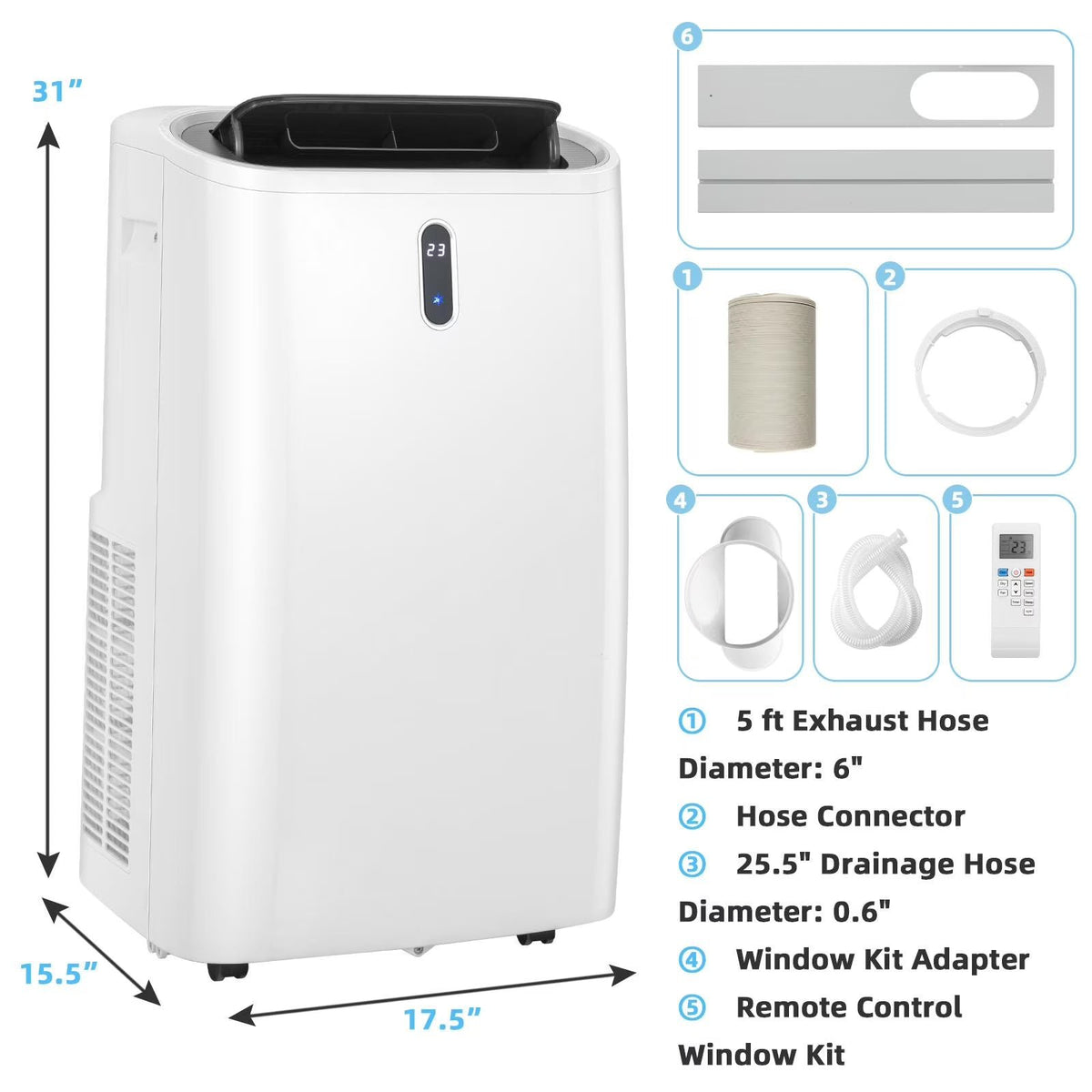 14,000 BTU 4-in-1 Portable AC with Heat & WiFi