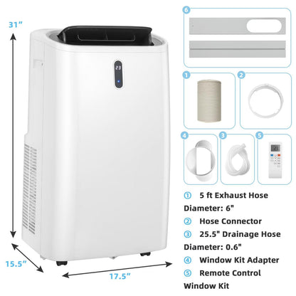 14,000 BTU 4-in-1 Portable AC with Heat & WiFi