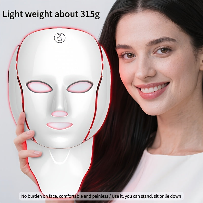 7-Color LED Facial & Neck Mask – USB Rechargeable Skincare Device