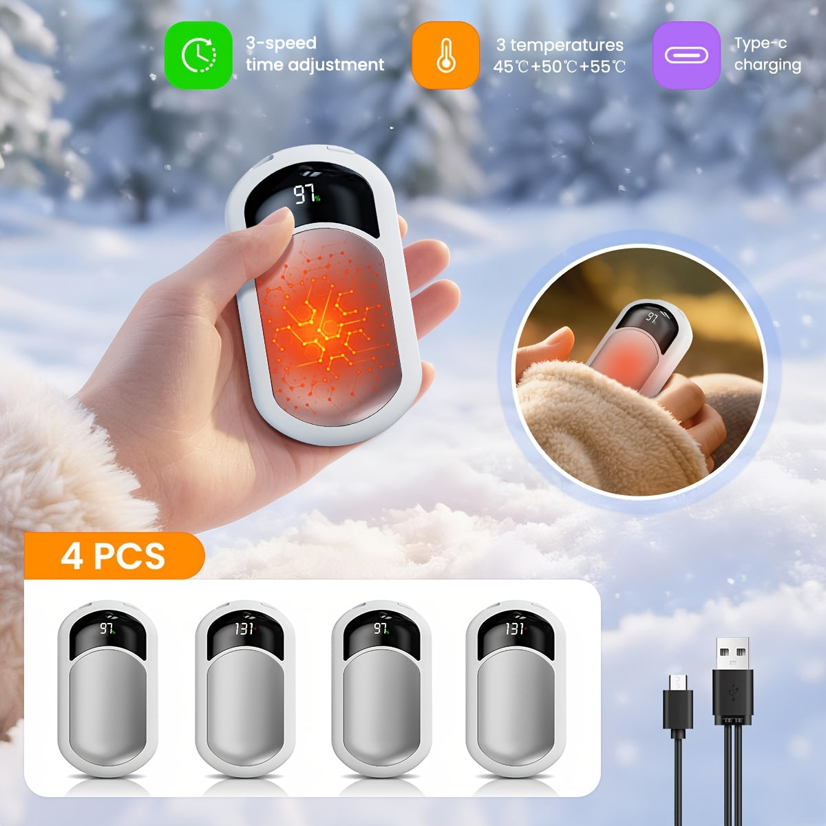 Rechargeable hand warmers 2-pack, product image 5