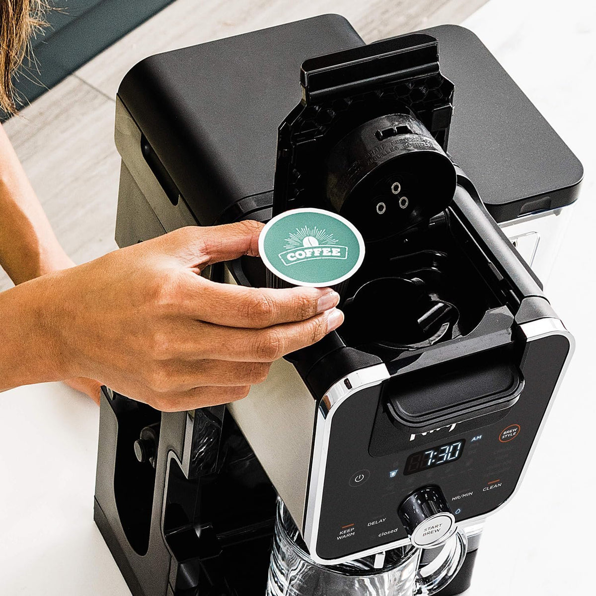 Ninja Hot and Iced Coffee Maker, Single Serve Coffee Maker and Drip Coffee Machine, DualBrew Pro Specialty 12-Cup with K-Cup Combo, Includes Permanent Filter, CFP307