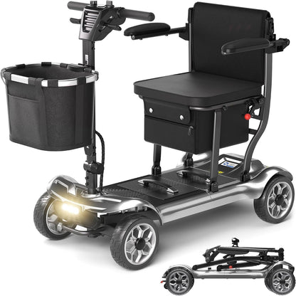 Lightweight Mobility Scooter for Adults &amp; Seniors - Cruise &amp; Airport Approved, 43lb Foldable Portable Motorized Scooters with Removable Lithium Battery for 12.4 Miles Travel, 300lb Capacity, Blue