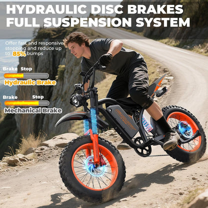 Electric Bike for Adults, 6000W Peak Motor, 67V 36Ah Removable Battery, 45MPH Fast Speed, 110-Mile Range, 45° Climbing Fat Tire Ebike, Full Suspension All-Terrain Electric Bicycle