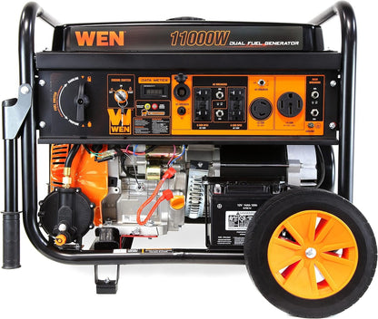WEN 11000W Dual Fuel Portable Generator 120V/240V Electric Start Wheel Kit DF1100T