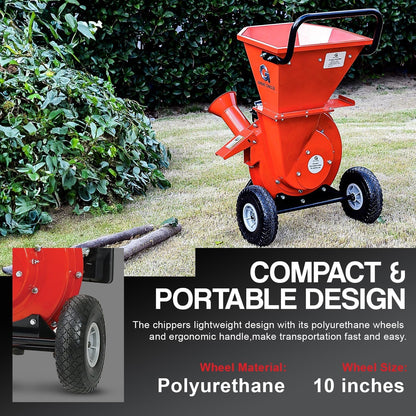 GreatCircleUSA Gas Wood Chipper Shredder Mulcher, 3" Max Diameter, 3-in-1, EPA/CARB Certified