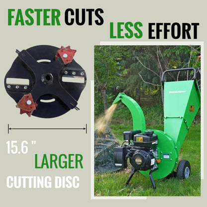 S3 Gas-Powered Wood Chipper Shredder, 7HP, 3" Max Diameter, Heavy Duty