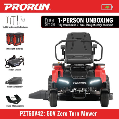 PRORUN 60V Zero Turn Riding Lawn Mower