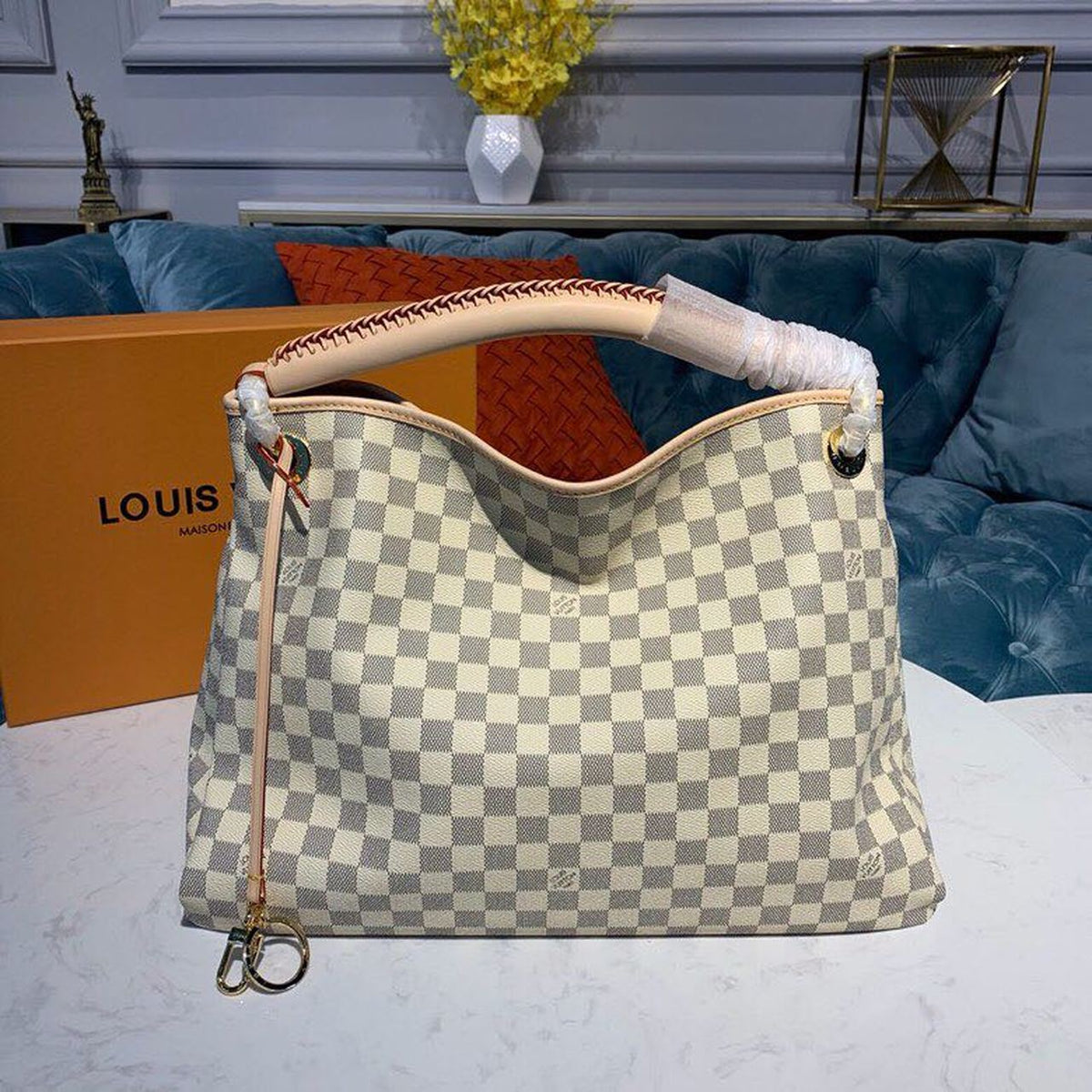 Louis Vuitton Artsy MM Bag 42cm Damier Azur Canvas Spring/Summer Collection N41174, Beige – product image 2