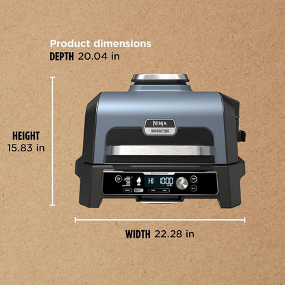 Ninja Woodfire Pro Connect XL Outdoor Grill & Smoker | Bluetooth, App Enabled | 7-in-1 Grill, BBQ Smoker, Outdoor Air Fryer | Woodfire Technology | Built-In Thermometer | Green & Gold | OG951GN2