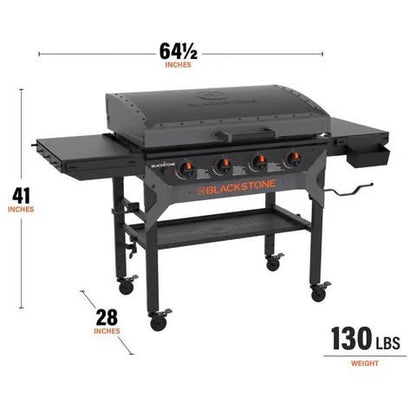 Forged 4 Burner Liquid Propane Outdoor Griddle with Hood Black