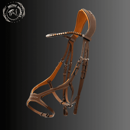 Brown Leather Bridle with Crystal Browband